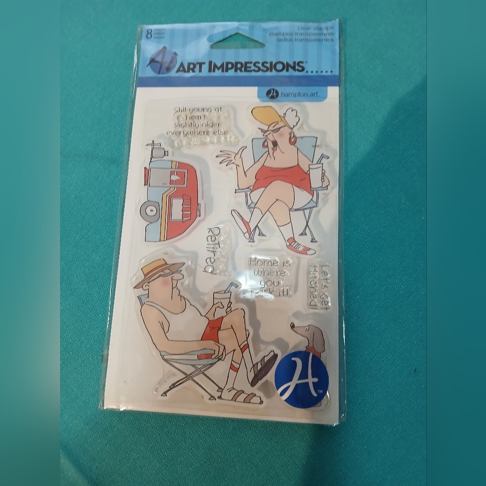 Golden Oldies Old People Retired Camping RV Trailer Stamp Set Art Impressions AI